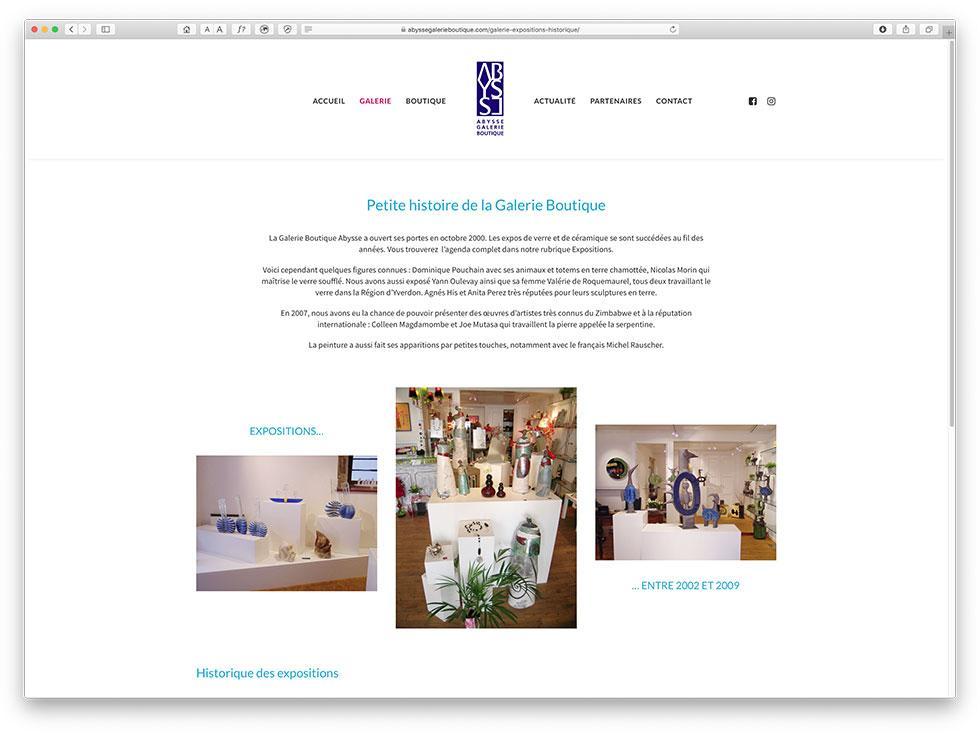 abysse galerie boutique - site web