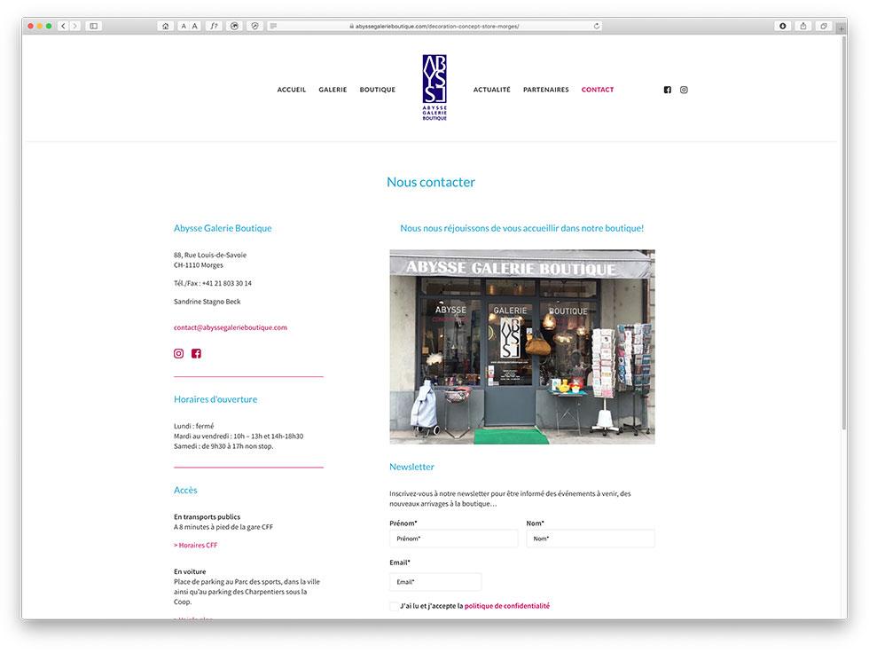 abysse galerie boutique - site web