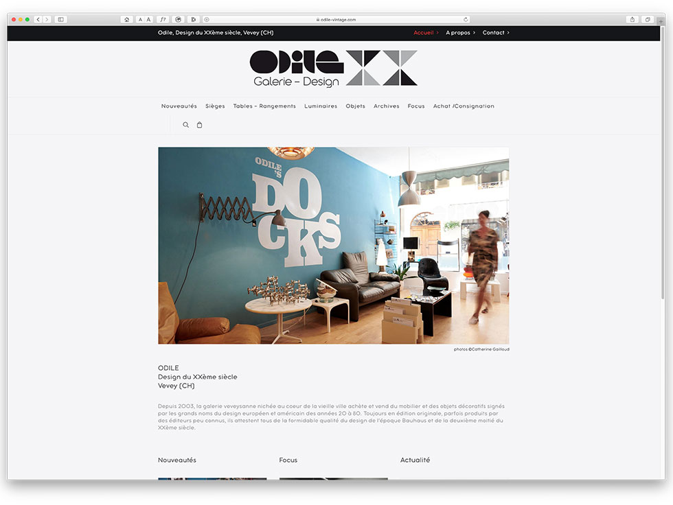 Odile Galerie Design 20ème - site web