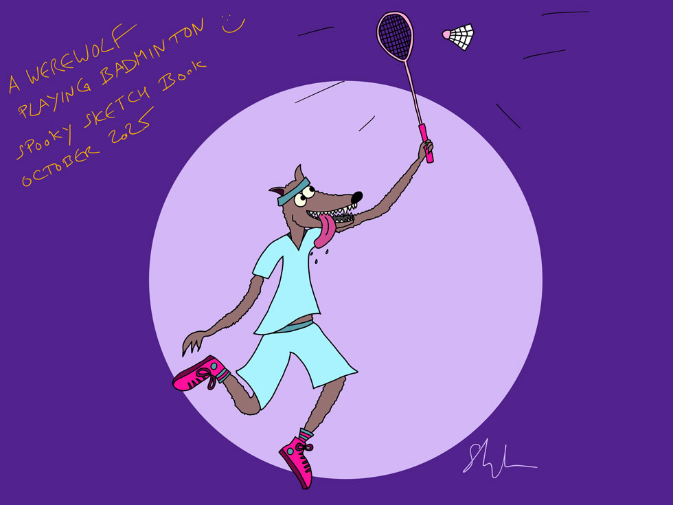 Werewolf playing badminton - illustration - pixandnet Stéphanie Tapsoba
